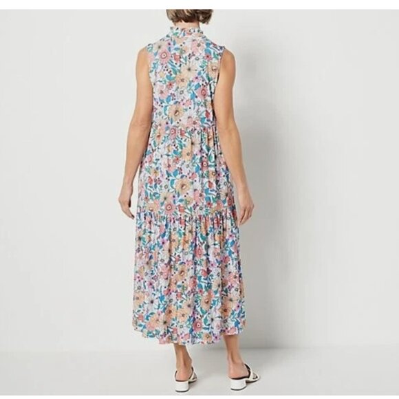 Tolani Collection Sleeveless V-Neck Dress Midi Floral Women's 3X Pastel A506013 - Picture 2 of 16